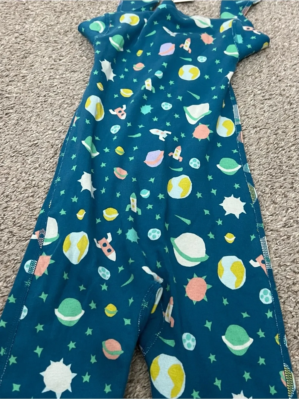 Quince Kids' Teal Space-Print Zip One-Piece Size 4 NWT